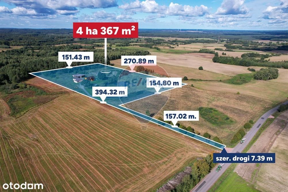 Siedlisko 4,04 ha z domem i zabudowaniami