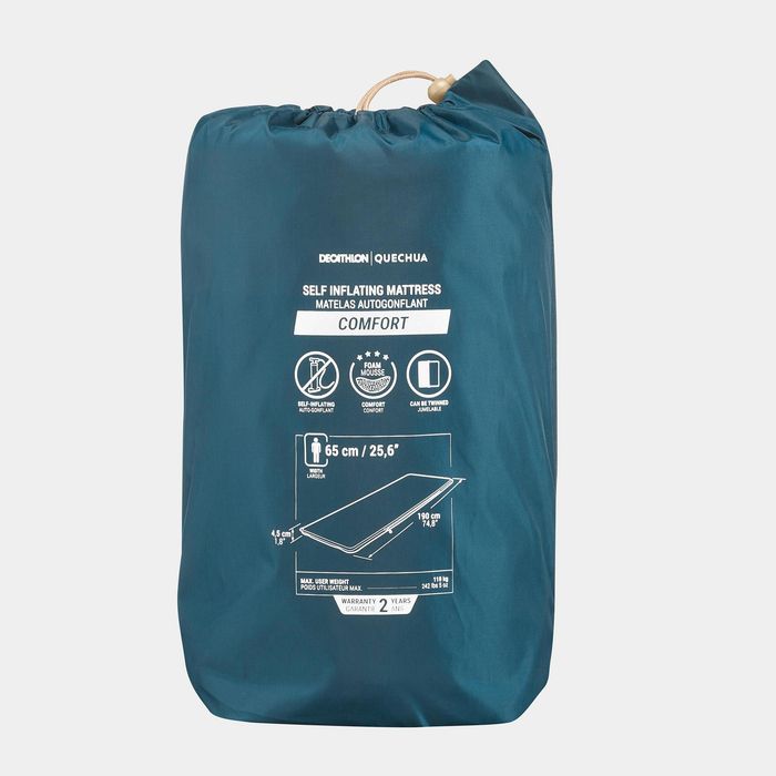 Colchão autoinsuflável de campismo 1 pessoa, 190x65 cm, Comfort azul