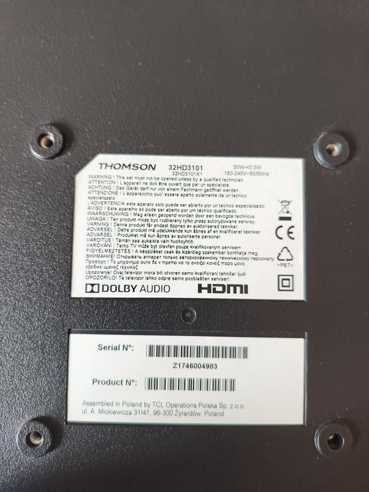 Thomson 32HD3101 części