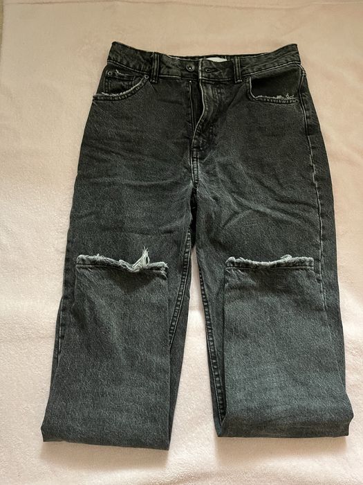Czarne/szare spodnie typu boyfriend Zara 36/S