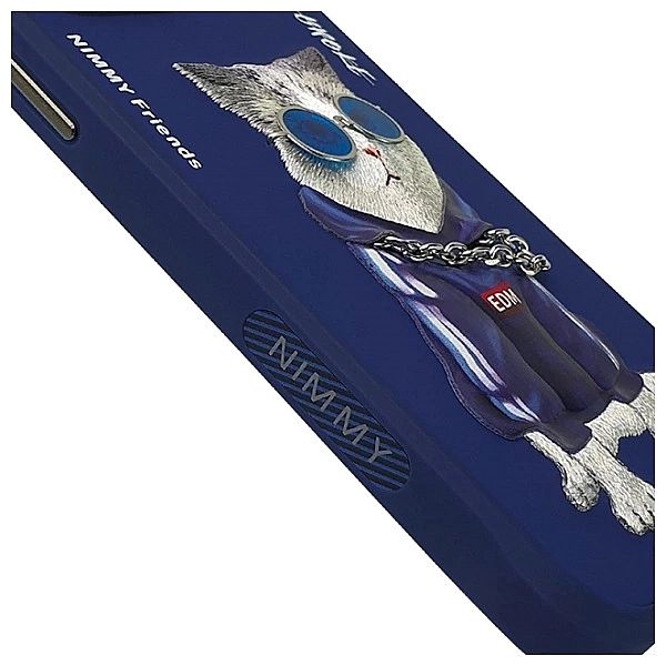 Etui Nimmy Glasses Cool Cat na iPhone 15 Pro - niebieskie