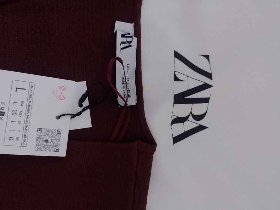 (40/L) ZARA/ Brązowa Dzianinowa Kamizelka z patką z Madrytu, NOWA