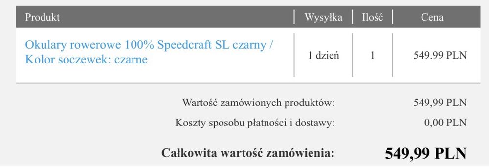 Okulary rowerowe do biegania 100% Speedcraft SL czarny