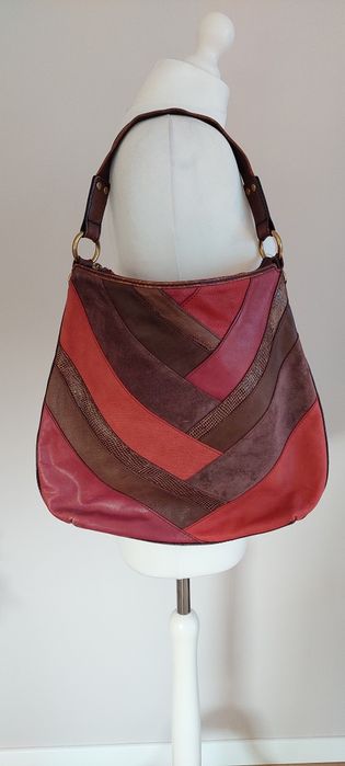 Fossil kolorowa torebka A4 odcienie czerwieni, bordowy, burgundowy, br