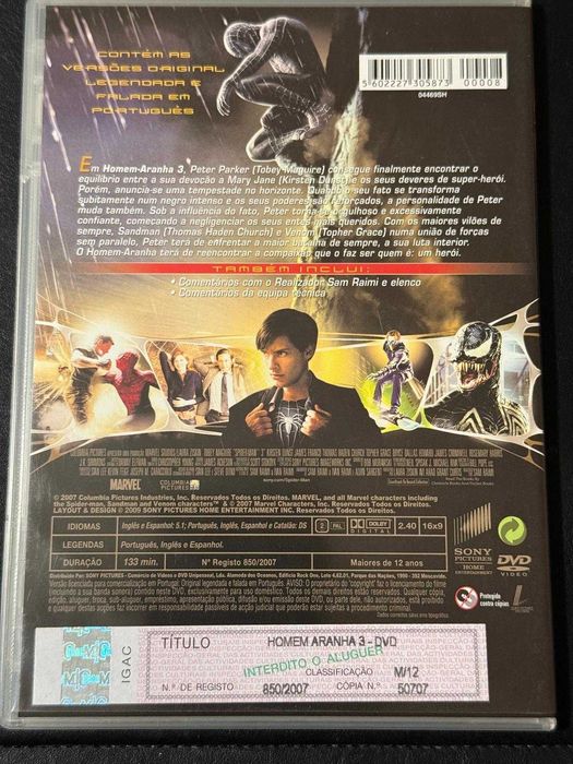 DVD do filme Homem Aranha 3