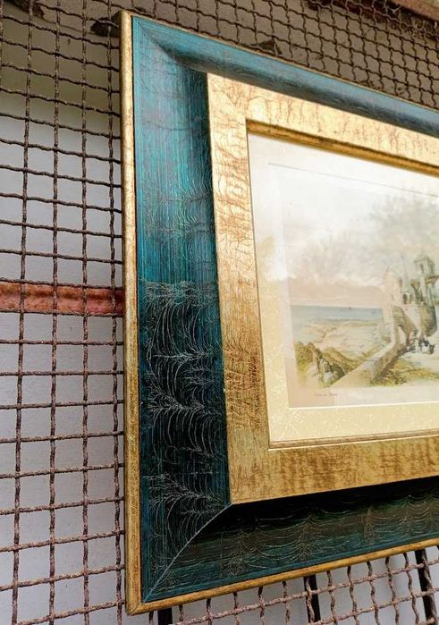 Quadro com gravura emoldurada do Convento da Pena em Sintra Portugal