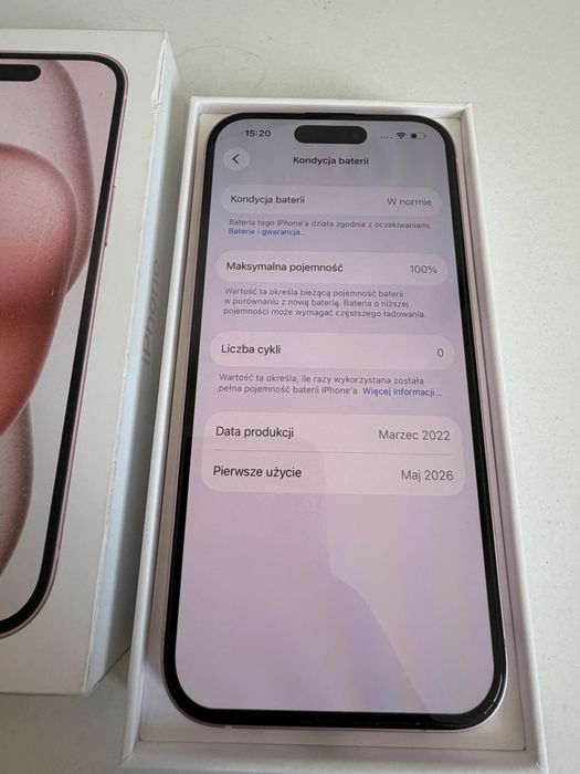 Bateria 100% iPhone 15 128gb Pink Idealny
