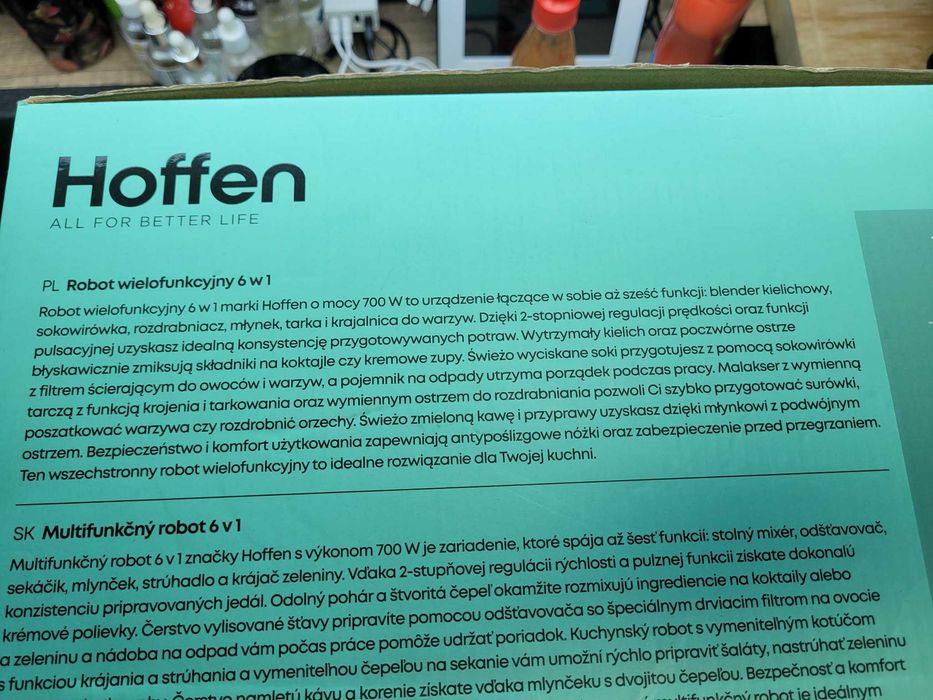Robot wielofunkcyjny Hoffen 6w1, 700W, blender, sokowirówka, malakser
