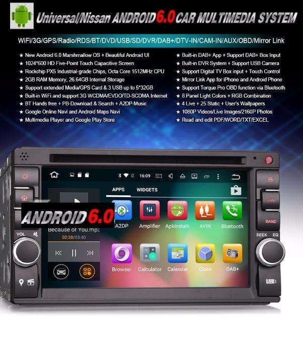 Auto radio Universal Nissan Android 14 64GB radio/dvd/cd/usb/sd/gps