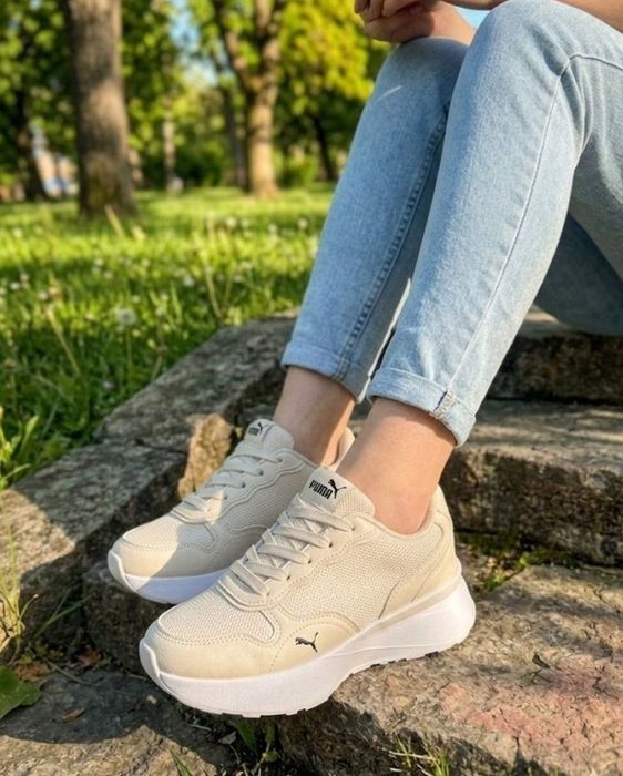 Жіночі  кросівки Puma/натуральна шкіра/бежеві кросівки пума