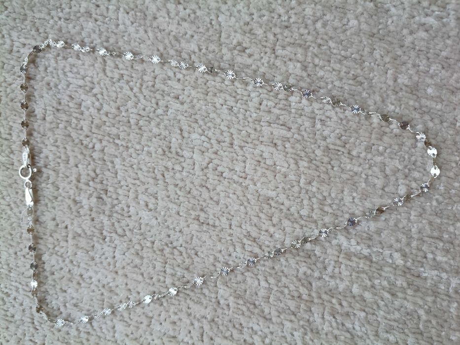 Srebrny naszyjnik łańcuszek 40 cm diamentowany 1,6 g Srebro 925