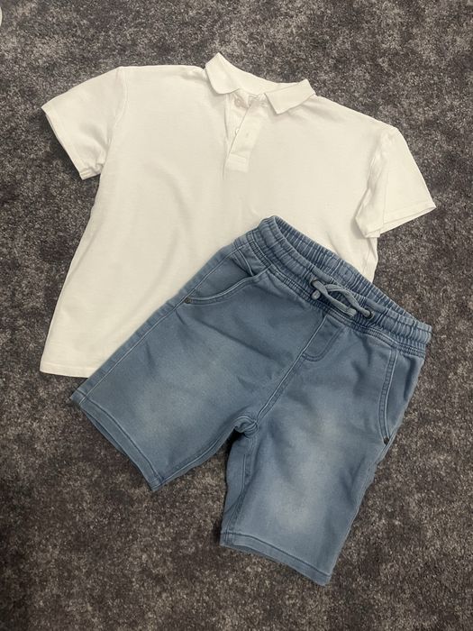 Spodenki jeansowe i koszulka polo 146