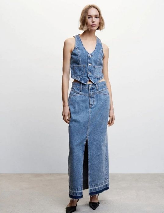 Джинсова спідниця міді максі Mango