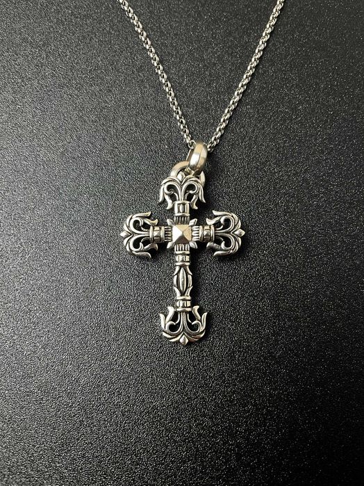 Срібна Підвіска Chrome Hearts Flame Cross | Крест Хром Хартс