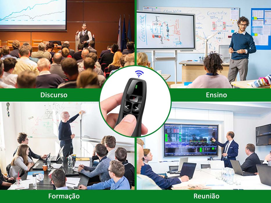 Apresentador PowerPoint sem fio Ponteiro Laser R400 2.4Ghz USB