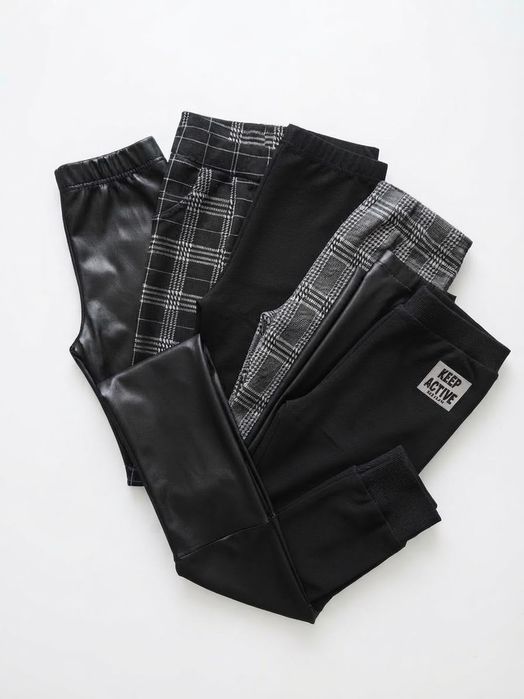 Zestaw kpl legginsy getry krata eco skóra rozmiar 134