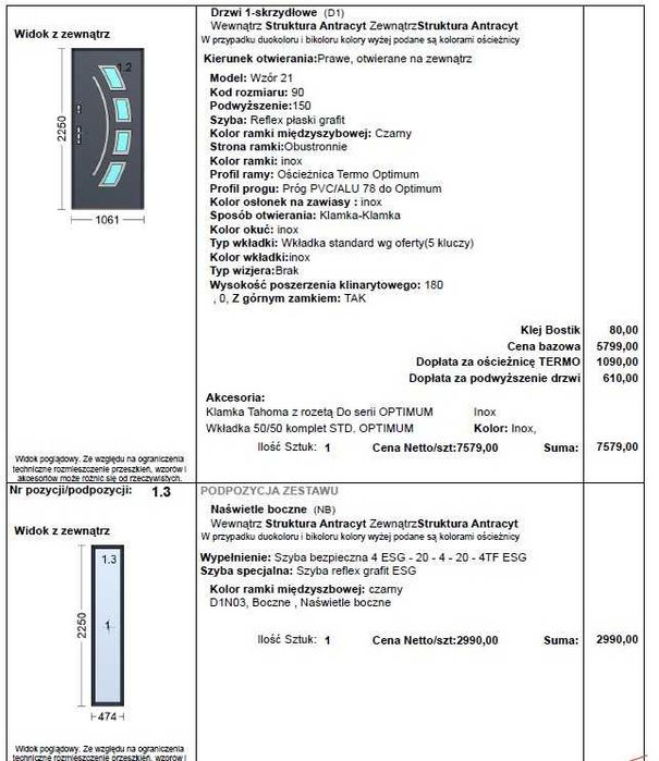 Drzwi zewnetrzne WIKĘD Optimum Thermo z doświetleniami