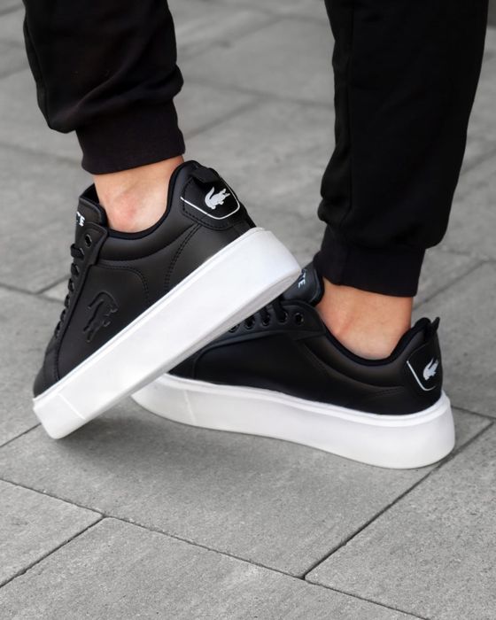 Стильові чоловічі кросівки Lacosta Carnaby Platform Lite Leather Sneakers Black and White! Нові! Розміри: 40,41,42,43,44!