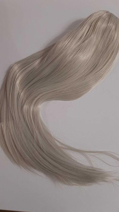 Парик платиновый блонд длинный прямые волосы без челки перука