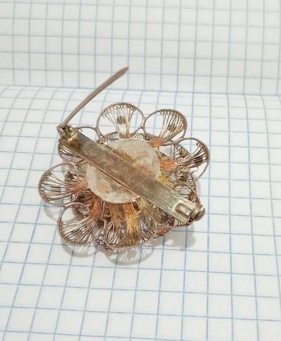 Срібна вінтажна брошка брошь Серебро 800 скань Цветок