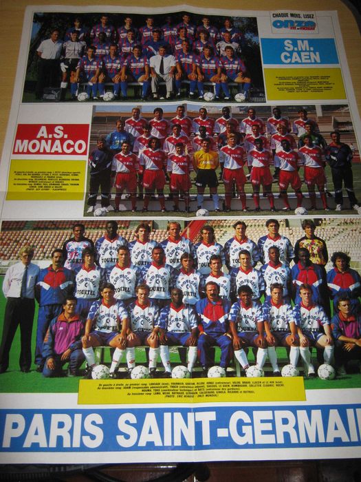 3 Posters Futebol PSG/Auxerre/Nantes/Marselha/Mónaco