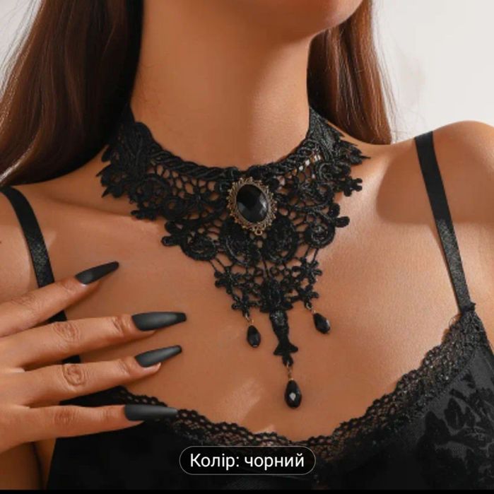 Ажурный чокер черный