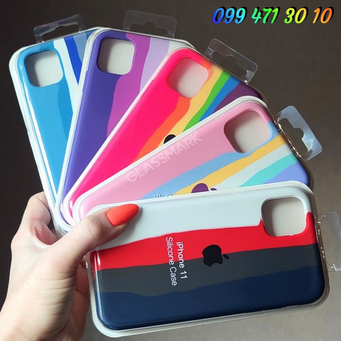 Чехол радуга Rainbow iPhone 11 13 14 Pro Max чохол кейс веселка айфон
