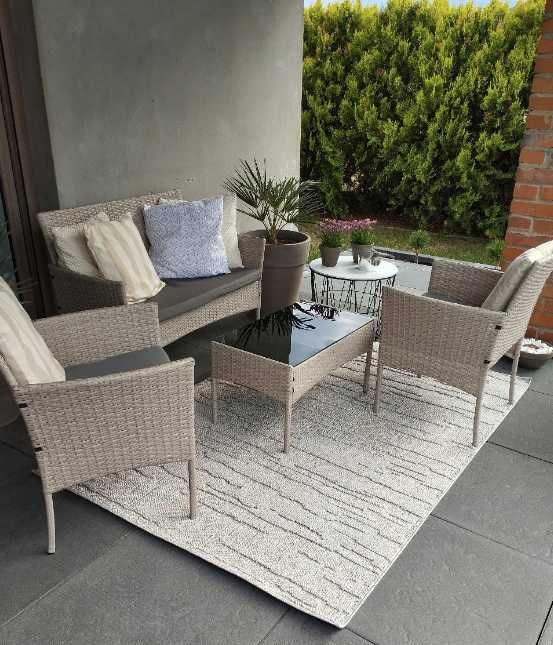 KRZESŁA SOFA i stolik do ogrodu a balkon taras kolory szary czarny beż