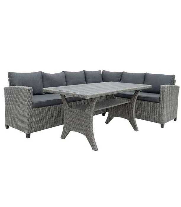 Zestaw Mebli Ogrodowych Grafitowy TECHNORATTAN Trwały Poduszki Stół