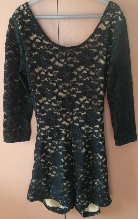 Kombinezon krótki koronkowy czarny