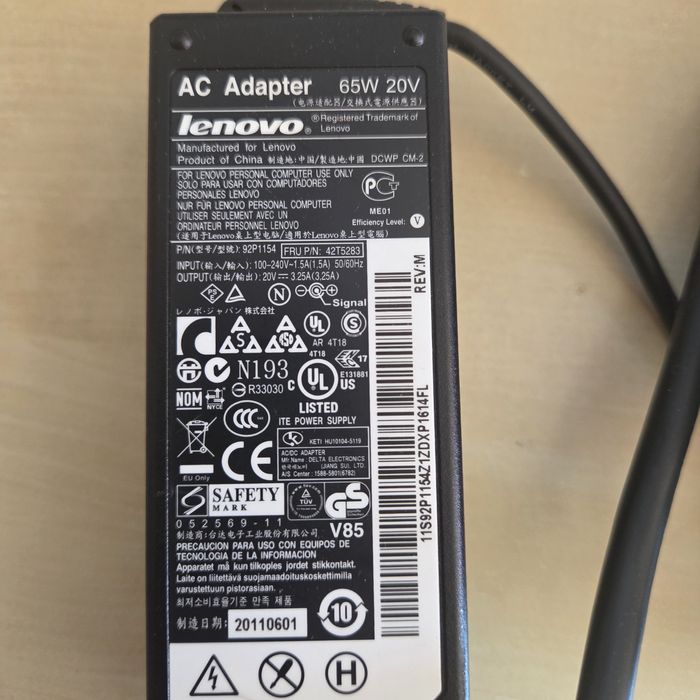 Oryginalny zasilacz Lenovo 20v 60w