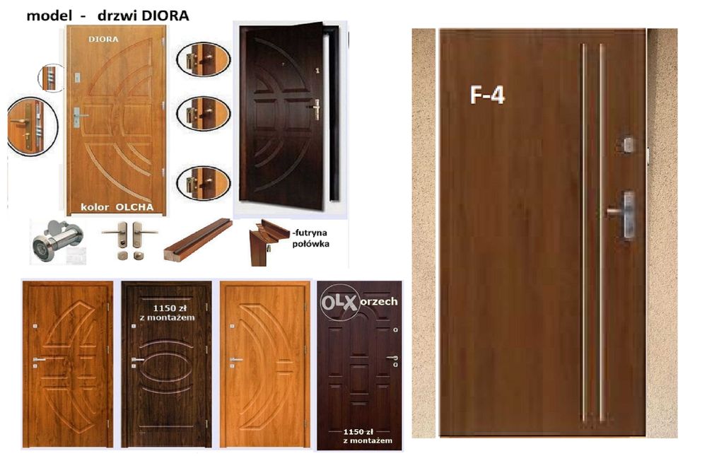 Drzwi ZEWNĘTRZNE drewniane i metalowe z MONTAŻEM ocieplone