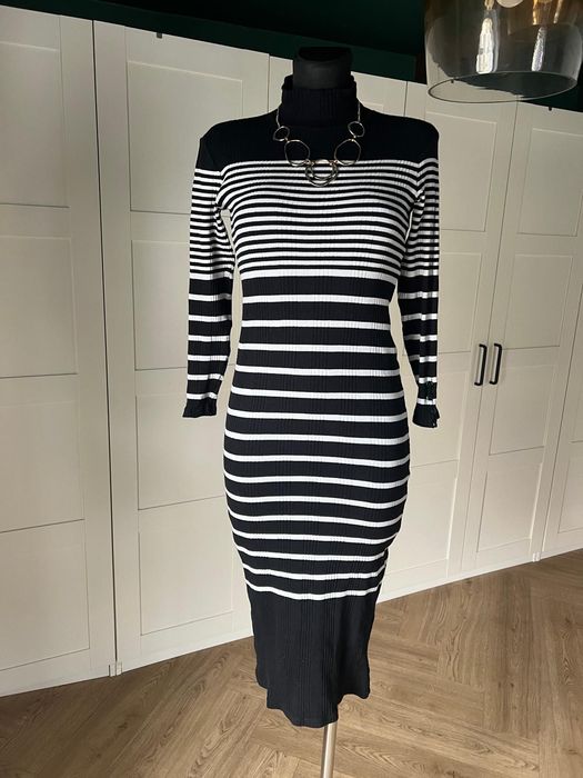 Dopasowana sukienka w paski z bawełny rozmiar 36 S marki Massimo Dutti