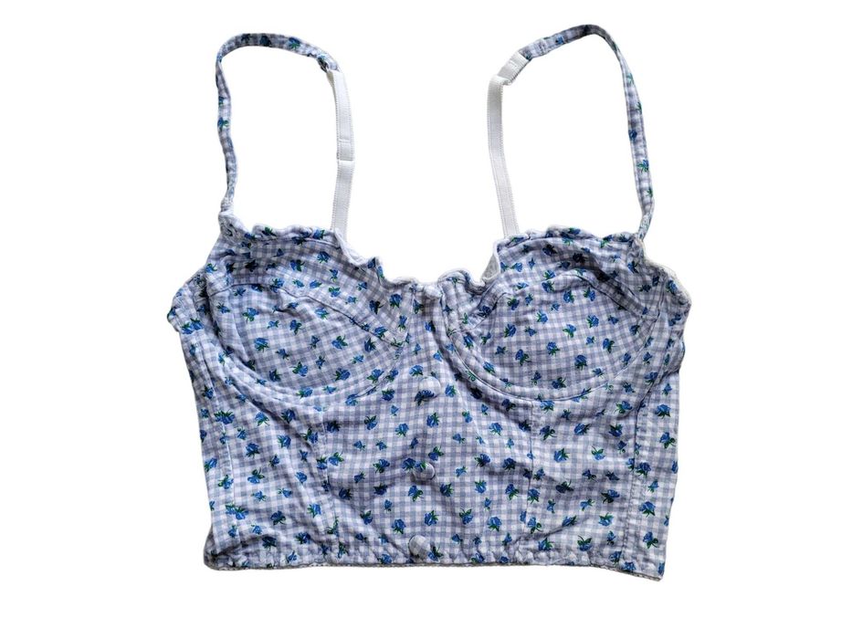 Croptop bralet biustonosz 34,XS na ramiączkach wzór w kwiatki