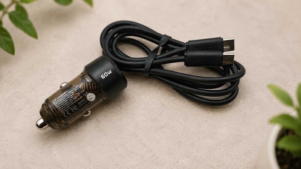 Toocki 60W Ładowarka Samochodowa + Kabel USB-C 1m | Zestaw