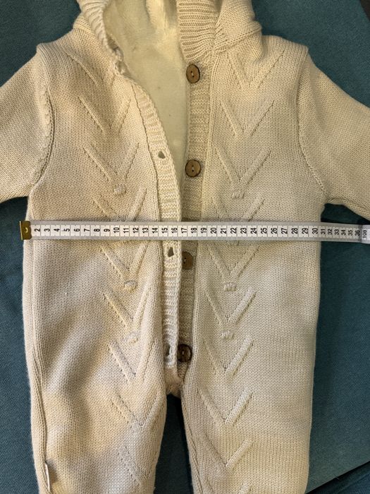 Ромпер вʼязаний молочний на флісі 9-12 місяців