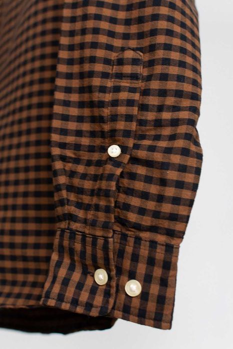 Koszula męska regular fit brązowa krata H&M bawełna casual preppy S