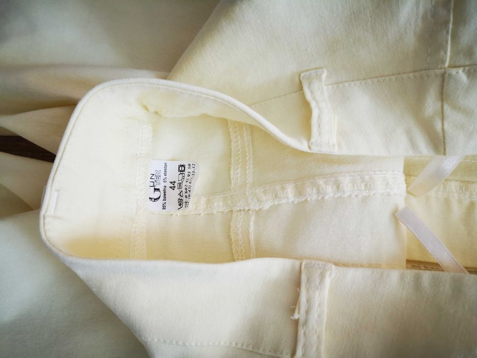 Pastelowe Zolte Bawelniane Damskie Spodnie Letnie 38-sprzedam!