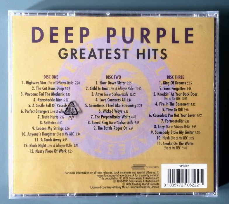 de de DEEP PURPLE "Greatest Hits" - 3 cds (novo selado)