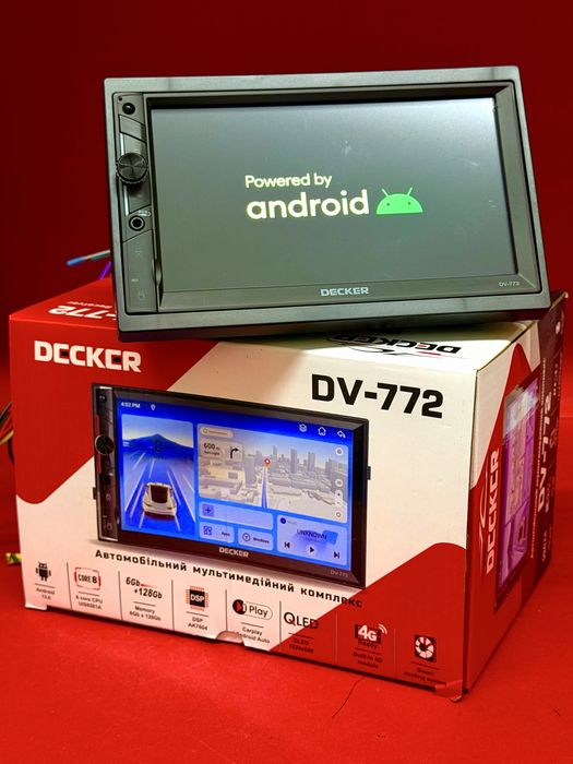Автомагнітола Decker DV-772 6/128 ГБ DSP 4G AK7604/ Найпотужніший мультимедійний центр 7 дюймів