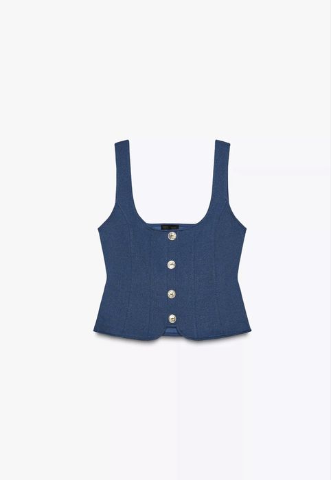 Твіловий топ на ґудзиках