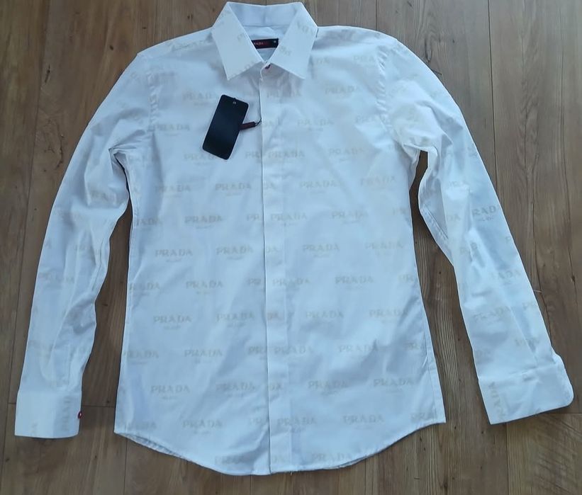 Biała koszula męska logowana