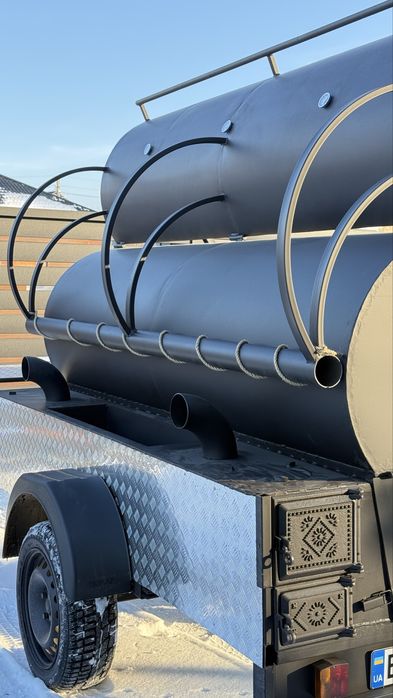 Мангал Гриль бочка на базі прицепа