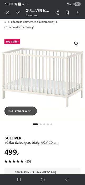 Łóżeczko przewijak ikea plus materac