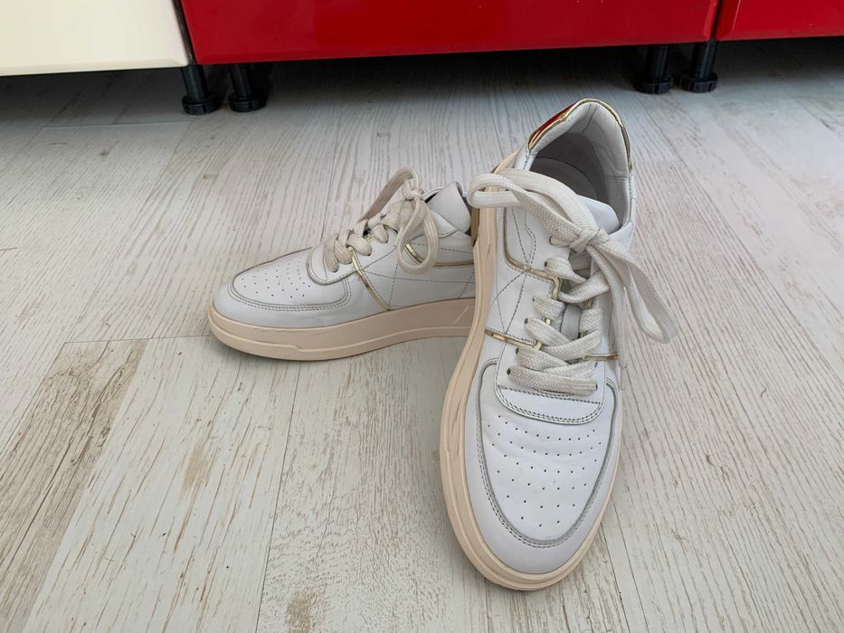 Sneakersy Badura białe skóra naturalna