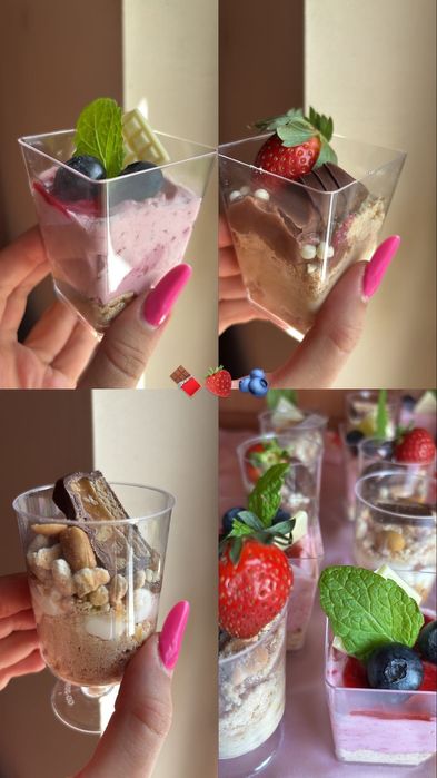 Torty artystyczne na zamówienie i deserki w kubeczkach.