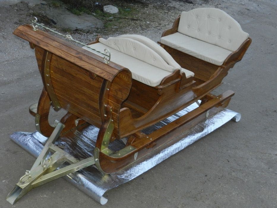 Dębowe Sanie wraz ze skórzanymi siedziskami