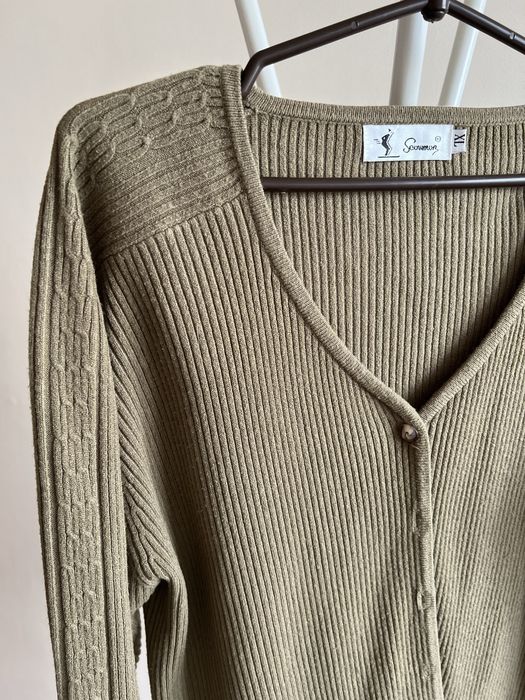 Oliwkowy kardigan XL