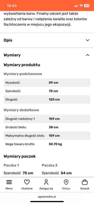 Ława rozkładana Opal Agata Meble