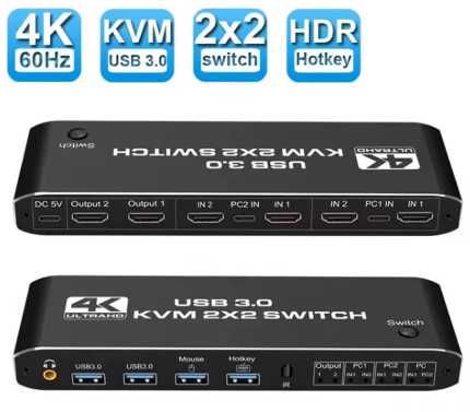 KVM para ligar 2 computador a 2 monitores e impressora etc..